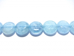 High Quality 2strands 6 7 8 9mm Genuine Aquamarine Beryl Round coin Disc Transparent Jewelry Bead