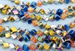 Raw Titanium Natural Rock Quartz 8 10 12mm full strand ,rainbow plated ,cube box square diamond loos