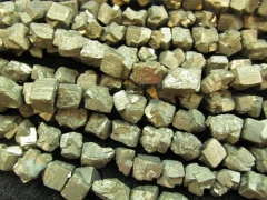 wholesale genuine Raw pyrite nuggets bead freeform iron gold box square cube loose beads 8-20mm full strand