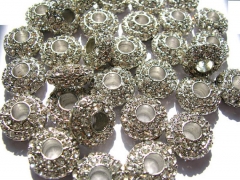 Large hole--20pcs 7x12mm Micro Pave CZ Spacer silver gold Brass Cubic Zirconia rondelle spacer beads