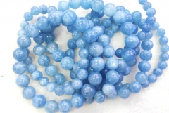 AA grade 6 8 10 12 14 16mm 8inch Genuine Aquamarine Beryl Bracelet Round Ball Blue beads