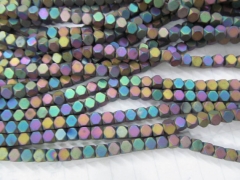 Sale 5strands 2 3 4 5mm Hexagon Hematite gem gold silver rainbow brass matte ,round hexagon faceted loose bead