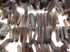 Genuine clear white Quartz 15-50mm full strand Natural Rock Quartz ,sharp spikes freeform matte brown coffee mixed bead