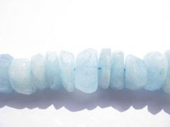 high quality Genuine Aquamarine Beryl gemstone freeform nuggets Rondelle Faceted Blue beads 8-16mm full strand
