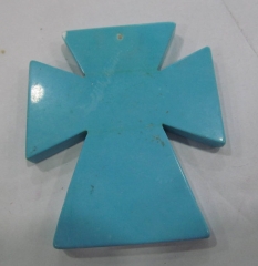 2pcs 50x80mm howlite Turquoise stone Cross blue white pink oranger red Mixed turquoise pendant jewelry beads