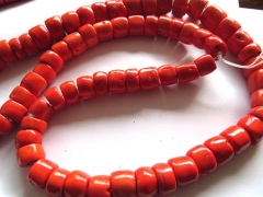 2strands 4-12mm high quality Red Coral Beads,Bamboo Coral Drum Column rice Handmade Polished Red Ora