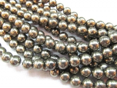 2strands 3 4 6 8 10 12mm genuine Raw pyrite crystal round ball polished iron gold pyrite beads