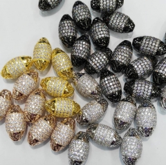 AAA GRADE 10pcs 10x16mm Micro Pave cubic zirconia beads Rice Barrel Drum silver gold gunmetal rose g