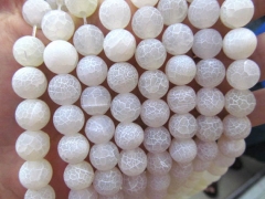 Wholesale 8 10 12 14 16mm full strand natural Agate Gem Round Ball Cracked white Matte Gemstone Beads
