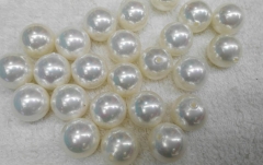 Half drilled--100pcs 4-16mm natural Pearl Gergous Round Ball white dark black grey gray mixed jewelr