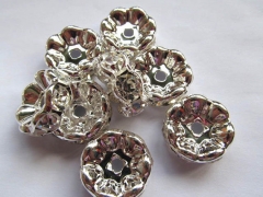 100pcs 4-25mm Micro Pave Crystal spacer Brass European Bead Rondelle Pinwheel Buttone silver gold gu