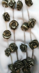 high quality genuine Raw pyrite rose fluorial flower carved iron gold jewelry bead 8 10 12 14 16mm f