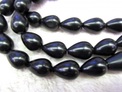 natural Brazil Agate gemstone drop onion smooth polished black beads 8x12-13x18mm x2strands
