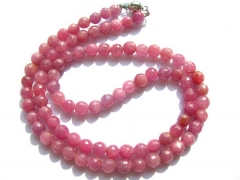 high quality Genuine Raw Ruby necklace ,sapphire blue Bead round ball faceted jewelry suippers red n