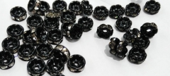 200pcs 4 -10mm Micro Pave Crystal spacer Brass European Bead Rondelle Pinwheel Buttone black jet mix