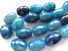 2strands 20x28mm blue agate bead onyx gemstone Rice barrel brown black green white black cracked faceted necklace jewelry beads