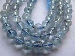 AA grade 4 6 8 10 12 14 16mm full strand Genuine Aquamarine Beryl gemstone Round Ball Blue beads