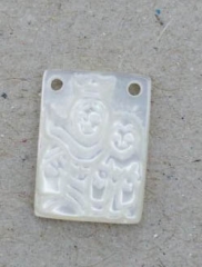 Double Drilled 50pcs 8x11mm Genuine MOP Shell ,white shell Carved Ablong Rectangle Virgin Jesus Jewelry Beads