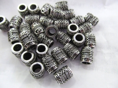 wholesale Stainless Steel European Beads, Drum Column Rice plated epoxy sticker & without troll 20PC