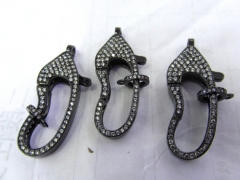 unique jewelry clasp 6pcs 15-35mm CZ Micro Pave Diamond paved Lobster Clasps gunmetal black crystal Jewelry findings