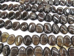 natural smoky quartz high quality 12-16mm full strand rock crystal quartz freeform oval marquise fla