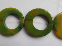 high quality 50mm full strand natural agate onyx round oval loop circles Donut stone green yellow red white black mix bead neckl