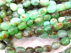 Natural chrysoprase Opal gems wholesale 8-20mm full strand freeform nuggets egg green Brown jewelry