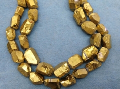 15-30mm full strand Raw Titanium Natural Rock Quartz ,faceted Nugget,gold plated ,freeform silver ch