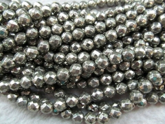 sale 2strands 2-12mm high quality genuine Raw pyrite round ball faceted iron gold jewelry bead