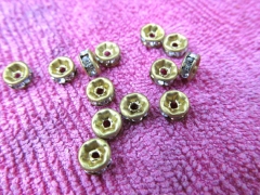 free ship--200pcs 4 -12mm Micro Pave Crystal spacer Beads Brass Rondelle Pinwheel Buttone Rose gold 