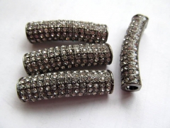 high quality 12pcs 10x25mm Vintage Rhinestone Brass Cubic Zirconia Connector ,Bar Tube Silver Gold g