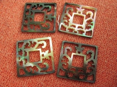 6pcs 25mm Genuine MOP Shell ,Pearl Shell square bocharm cube handmade carved black white loose beads