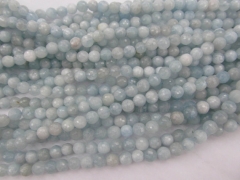 2strands 6mm 8mm Genuine Aquamarine Beryl gemstone Round Ball faceted Blue jewelry beads aquamarine 