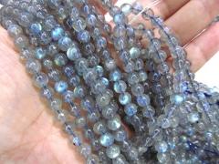 AA grade 3-10mm full strand Genuine Labradorite gemstone round ball lite grey blue flashy jewelry be