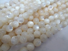 high quality genuine mop shell gem round ball white polished jewelry beads 4-16mm full strand