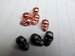 100pcs 6-12mm Mestal skull spacer bead skeleton charm beads hematite silver gold matte mixed Tone 3D