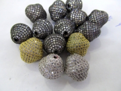 10pcs 9-18mm 24K gold Black CZ,Micro Pave set cubic zirconia beads bicone diamond Football gunmetal 