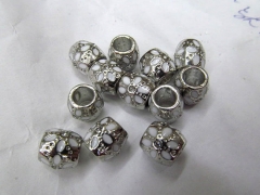 50pcs 9x13mm Vintage Rhinestone Brass Connector ,Rice Drum Antique Silver Gold Black Mixed spacer Be