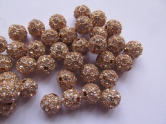 Freeship--50pcs 10mm Micro Crystal Rhinestone round ,Brass Spacer Round Ball Rose gold Charm Finding