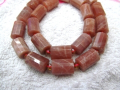 Natural sunstone stone High Quality 12x16mm Round column tube faceted oranger grey jewelry beads