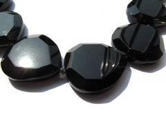 30x40mm full strand Genuine Brazil Agate gemstone drop heart love drop faceted black jet jewelry bea