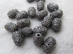 high quality 50pcs 13x18mm Pave Micro Rhinestone Brass Crystal Connector ,Rice Drum Hematite Gunmetal jewelry Finding