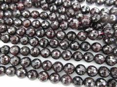wholesale 6-14mm genuine garnet gorgeous round ball deep red faceted Burgundy jewelry beads garnet b