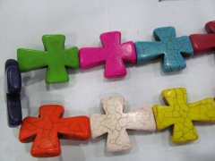 5strands 8-25mm Howlite Turquoise stone cross pendant rianbow mixed wholesale loose beads turquoise 