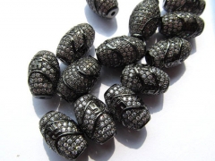 AAA GRADE 12pcs 10x14 12x16mm Micro Pave cubic zirconia beads Rice Barrel Drum silver gold gunmetal 