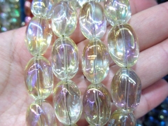 2strands 8-20mmCrystal like gorgous freeform nuggets egg lite green AB mystic rainbow purple grey bl