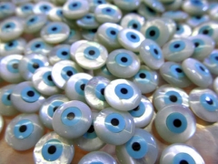 25pcs 4 6 8 10 12mm shell jewelry MOP Shell mother of pearl Round Coin Turquoise blue evil eyes Whit