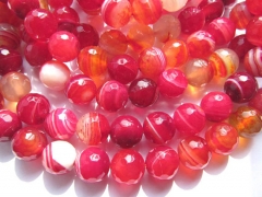 free ship--2strands 8 10 12mm Agate Carnerial gemstone Gem Round Ball cherry pink red faceted evil l