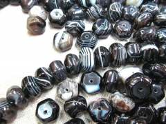 high quality natural Botswana Agate gemstone hexagon rondelle abacus white black jewelry beads 8x12 10x14 12x16mm full strand