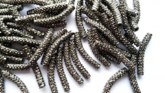 100pcs 6x30mm Vintage Rhinestone Brass Crystal Connector ,Bar Tube Hematite Gunmetal Antique Silver